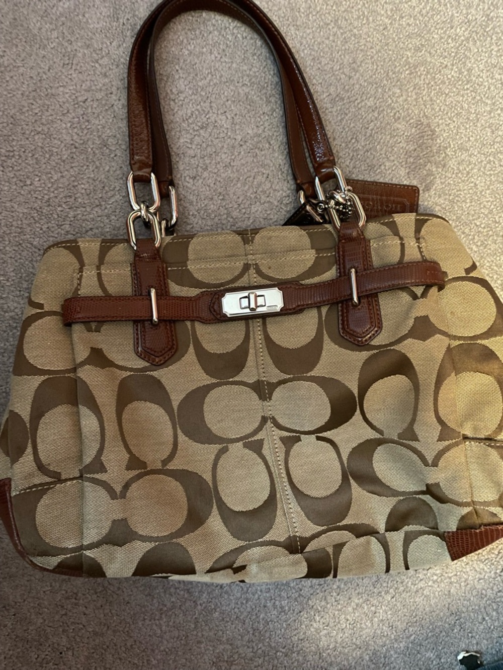 Coach Brown/Tan Signature Canvas Shoulder Bag